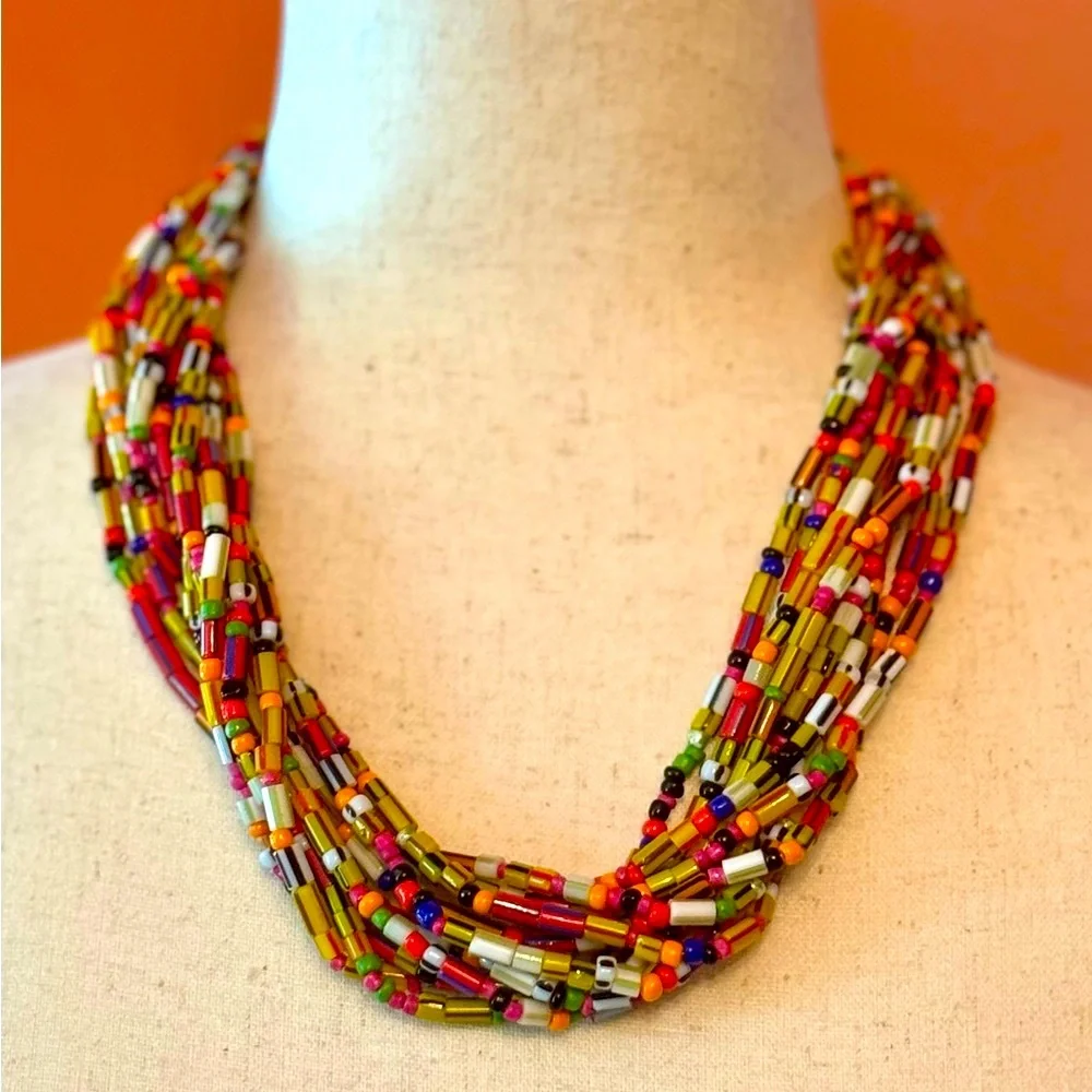 Natasha Couture Glass Beaded Multi-Strand Necklace